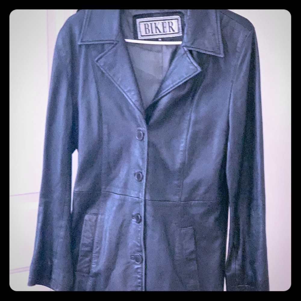 Fitted leather riding coat